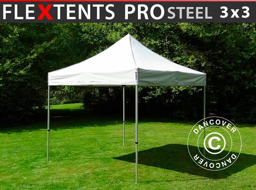 Vouwtent/Easy up tent FleXtents PRO Steel 3x3m Zilver