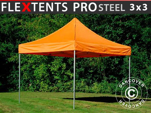 Vouwtent/Easy up tent FleXtents PRO Steel 3x3m Oranje