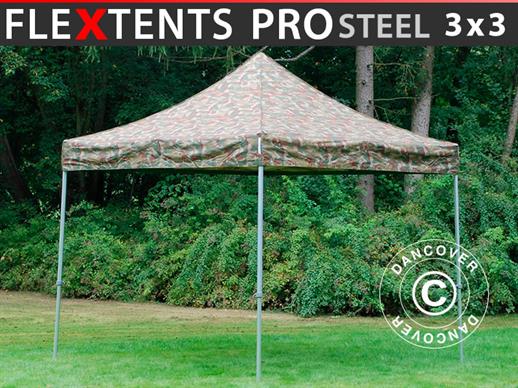 Vouwtent/Easy up tent FleXtents PRO Steel 3x3m Camouflage/Militair