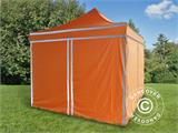 Pop up gazebo FleXtents PRO Steel Work tent 3x3 m Orange Reflective, incl. 4 sidewalls