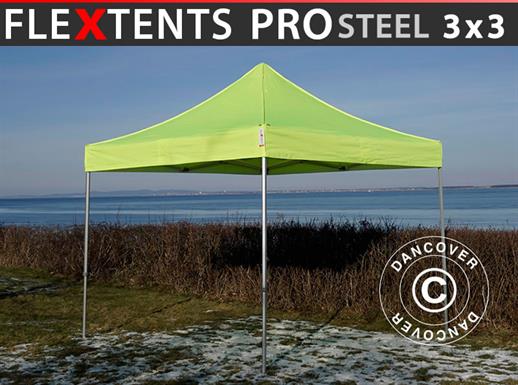 Namiot Ekspresowy FleXtents PRO Steel 3x3m Jaskrawożółty/zielony