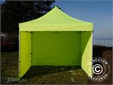 Tente pliante FleXtents PRO Steel 3x3m Néon jaune/vert, avec 4 cotés