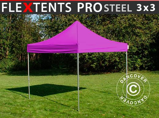 Vouwtent/Easy up tent FleXtents PRO Steel 3x3m Paars