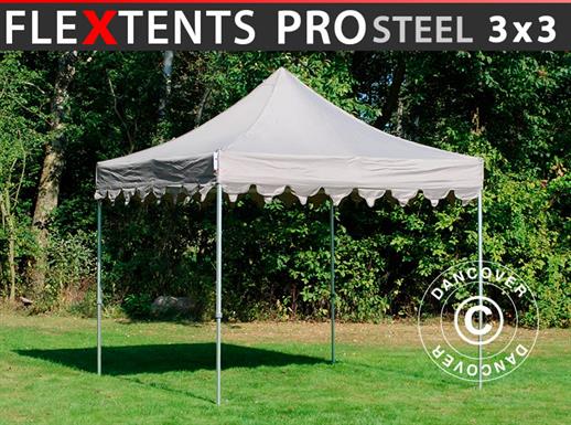 Prekybinė palapinė FleXtents PRO Steel "Morocco" 3x3m Latte