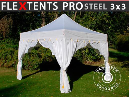 Snabbtält FleXtents PRO Steel "Raj" 3x3m Vit/Guld