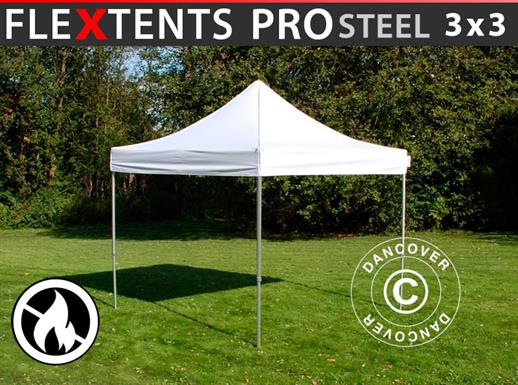 Quick-up telt FleXtents PRO Steel 3x3m Hvit, Flammehemmende