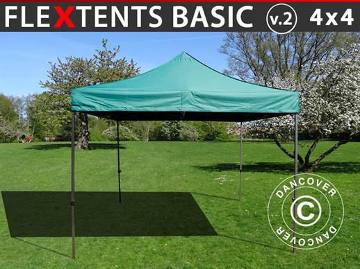 Vouwtent/Easy up tent FleXtents Basic v.2, 4x4m Groen