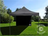 Gazebo pieghevole FleXtents Basic v.3, 4x4m Nero, inclusi 4 fianchi