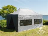 Faltzelt FleXtents PRO Steel 3x6m Grau, mit 6 Seitenwänden