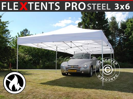 Tente pliante FleXtents PRO Steel 3x6 Blanc, Ignifugé