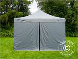 Gazebo pieghevole FleXtents PRO Steel 4x4m Grigio, inclusi 4 fianchi