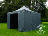 Gazebo pieghevole FleXtents PRO Steel 4x4m Grigio, inclusi 4 fianchi