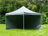 Gazebo pieghevole FleXtents PRO Steel 4x4m Grigio, inclusi 4 fianchi