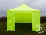 Pop up gazebo FleXtents PRO Steel 4x4 m Neon yellow/green, incl. 4 sidewalls