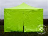 Tenda Dobrável FleXtents PRO Steel 4x4m Amarelo néon/verde, incl. 4 paredes laterais