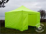 Tenda Dobrável FleXtents PRO Steel 4x4m Amarelo néon/verde, incl. 4 paredes laterais