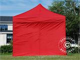 Faltzelt FleXtents PRO Steel 3x3m Rot, mit 4 Seitenwänden