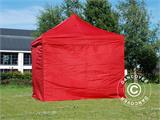 Tente pliante FleXtents PRO Steel 3x3m Rouge, avec 4 cotés