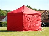 Gazebo pieghevole FleXtents PRO Steel 3x3m Rosso, inclusi 4 fianchi