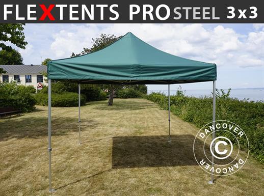 Pop up aiatelk FleXtents PRO Steel 3x3m Roheline