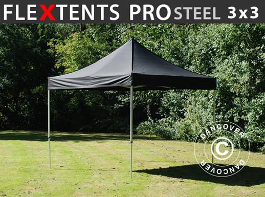 Prekybinė palapinė FleXtents PRO Steel 3x3m Juoda