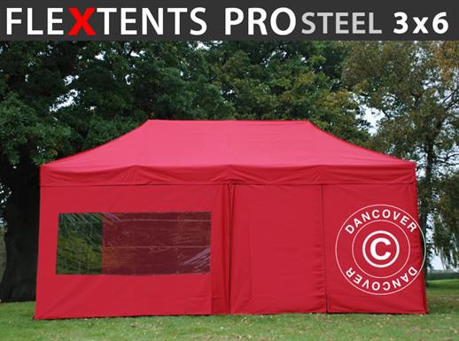 Pop up aiatelk FleXtents PRO Steel 3x6m Punane, kaasas 6 külgseinad