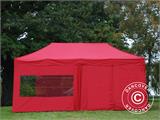 Faltzelt FleXtents PRO Steel 3x6m Rot, mit 6 Seitenwänden