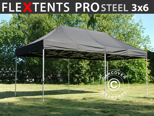 Snabbtält FleXtents PRO Steel 3x6m Svart