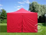 Tente pliante FleXtents PRO Steel 4x4m Rouge, avec 4 cotés