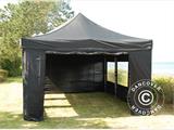 Faltzelt FleXtents PRO Steel 4x6m Schwarz, mit 8 Seitenwänden