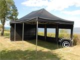 Vouwtent/Easy up tent FleXtents PRO Steel 4x6m Zwart, inkl. 8 Zijwanden