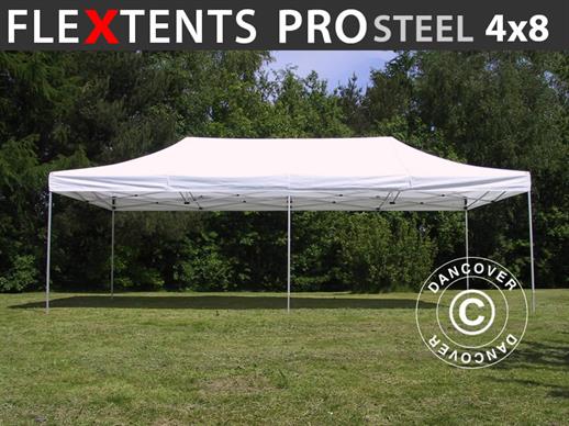 Faltzelt FleXtents PRO Steel 4x8m Weiß