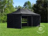 Vouwtent/Easy up tent FleXtents PRO Steel 4x8m Zwart, inkl. 6 Zijwanden