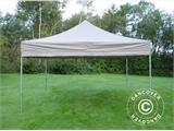 Pop up gazebo FleXtents PRO Steel 4x4 m Latte, incl. 4 decorative curtains