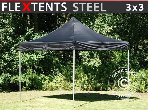 Gazebo pieghevole FleXtents Steel 3x3m Nero