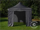 Faltzelt FleXtents Steel 3x6m Schwarz, mit 4 Seitenwänden