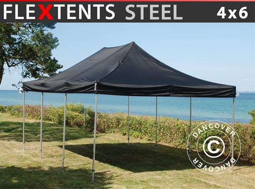 Prekybinė palapinė FleXtents Steel 4x6m Juoda