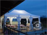 Vouwtent/Easy up tent FleXtents Steel 4x6m Wit, inkl. 8 decoratieve gordijnen