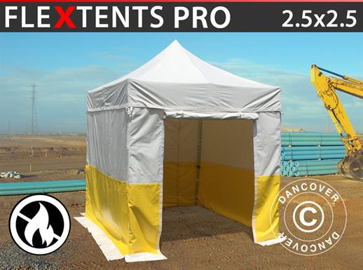 Tenda dobrável FleXtents® PRO 2,5x2,5m, PVC, Tenda de trabalho, Retardante de chamas, incl. 4 paredes laterais
