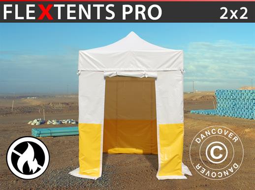 Faltzelt FleXtents® PRO 2x2m, PVC, Arbeitszelt, flammfest, inkl. 4 Seitenwände