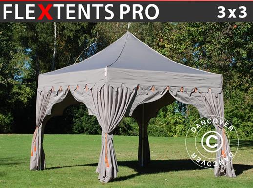 Vouwtent/Easy up tent FleXtents PRO "Raj" 3x3m Latte/Oranje