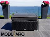 Square table Modularo w/glass top and cushion, Black