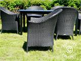 Garden furniture set: Garden table + 6 garden chairs, Black