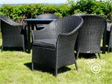 Conjunto de mobiliário de jardim: Mesa de jardim + 6 cadeiras de jardim, Preto