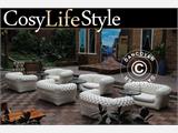 Opblaasbare sofa, Chesterfield stijl, 2-zits, Gebroken wit