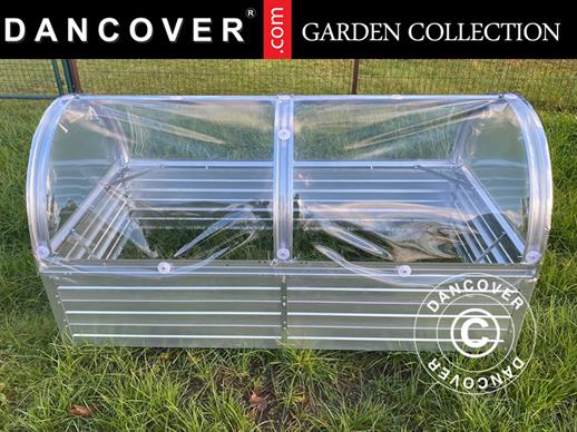 Høybed m/buet PVC-duk, 0,75x1,5x0,75m, Sølv