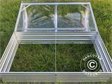 Verhoogd tuinbed met boogvormige PVC afdekking, 0,75x1,5x0,75m, Zilver