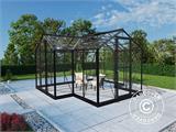 Orangerie aus Glas 11,5m², 3,73x3,73x2,32m mit Sockel, Schwarz