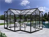 Orangerie aus Glas 11,5m², 3,73x3,73x2,32m mit Sockel, Schwarz