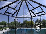 Serre orangerie en verre hexagonale 7,2m², 3,04x2,63x2,73m avec socle, Noir